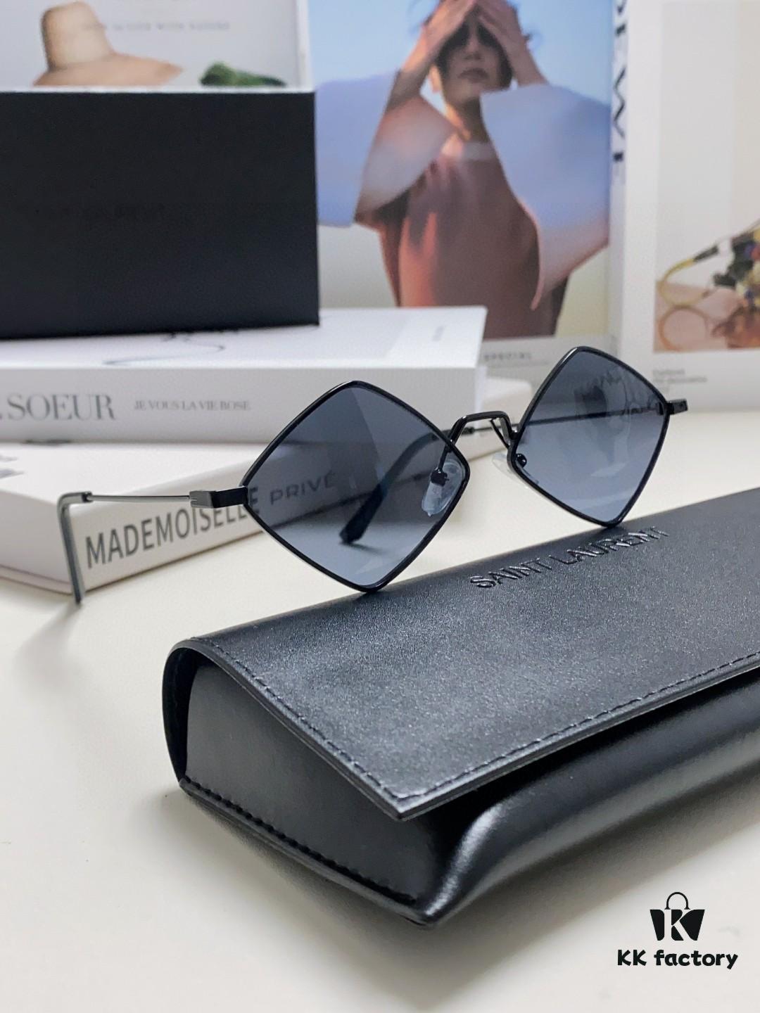 6931abdeccd8ab3d7afa034f YSL Saint Laurent Polygonal Lightweight Alloy Thin Frame Sunglasses for Women, Novelty Design Spring and Summer New Arrival