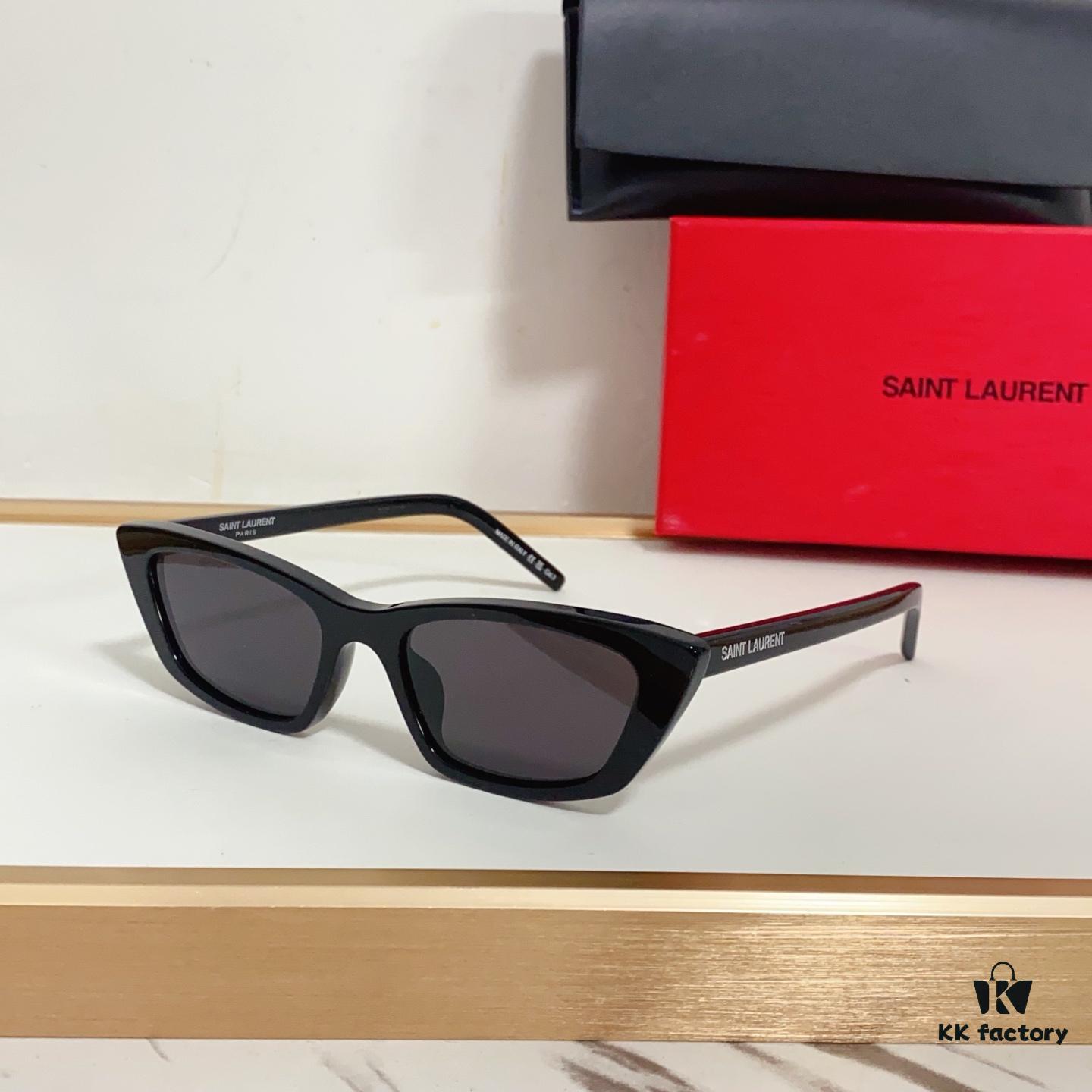 6931ac06ccd8ab3d7afa05ab 125 Saint Laurent SL277 Small Cat-Eye Frame with Saddle Bridge and Embossed Logo on Temples