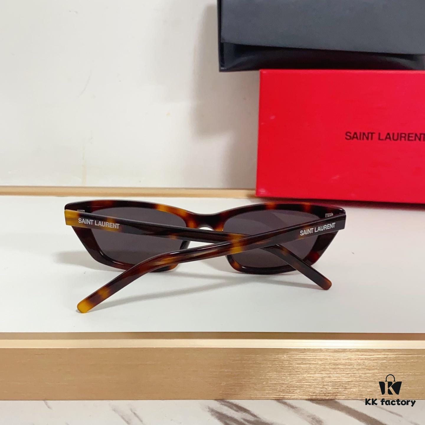 6931ac06ccd8ab3d7afa05b3 125 Saint Laurent SL277 Small Cat-Eye Frame with Saddle Bridge and Embossed Logo on Temples