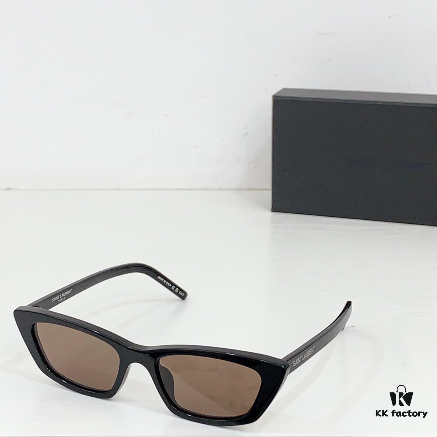 130 Saint Laurent Small Cat-Eye Frame Saddle Bridge with Embossed Logo on Temples