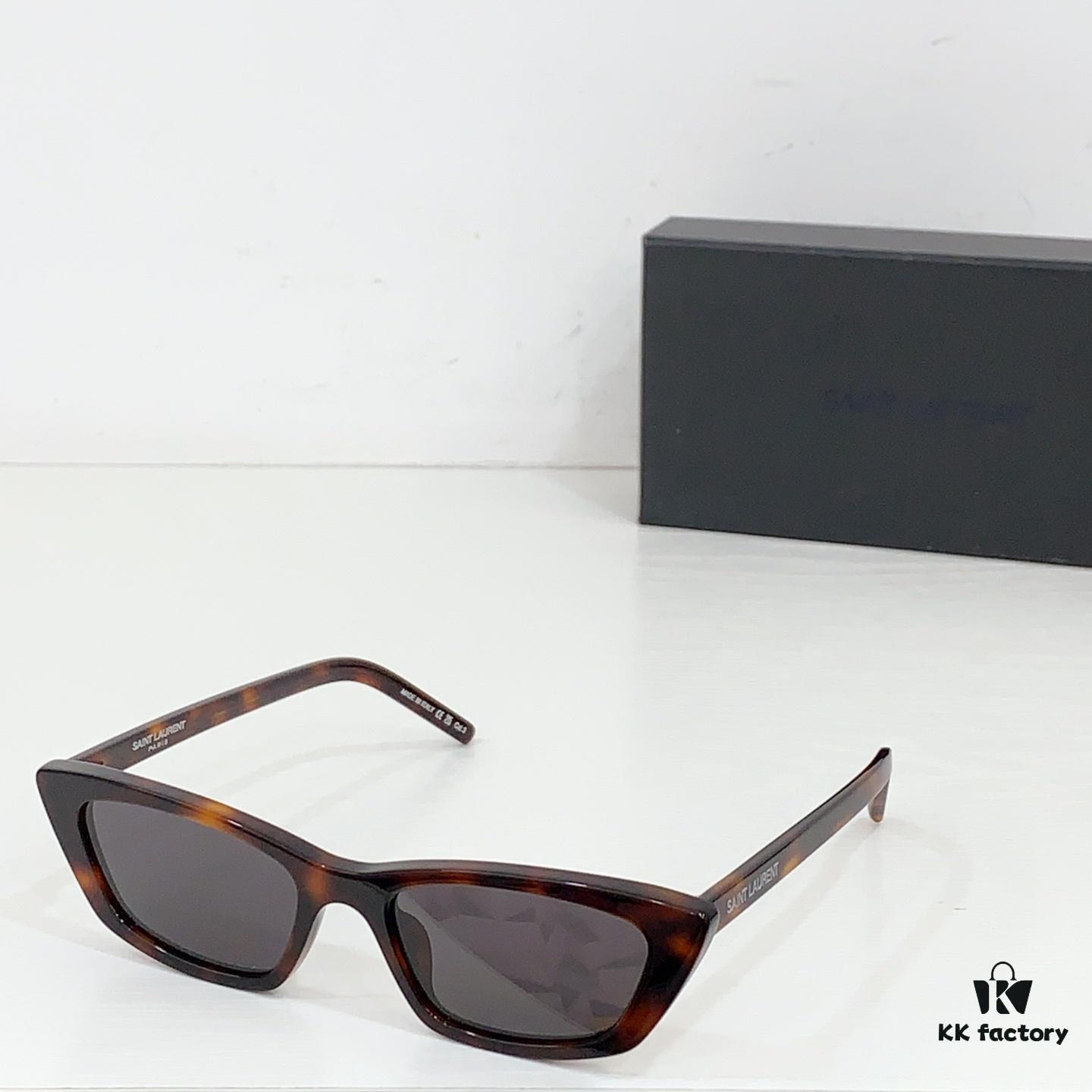 130 Saint Laurent Small Cat-Eye Frame Saddle Bridge with Embossed Logo on Temples