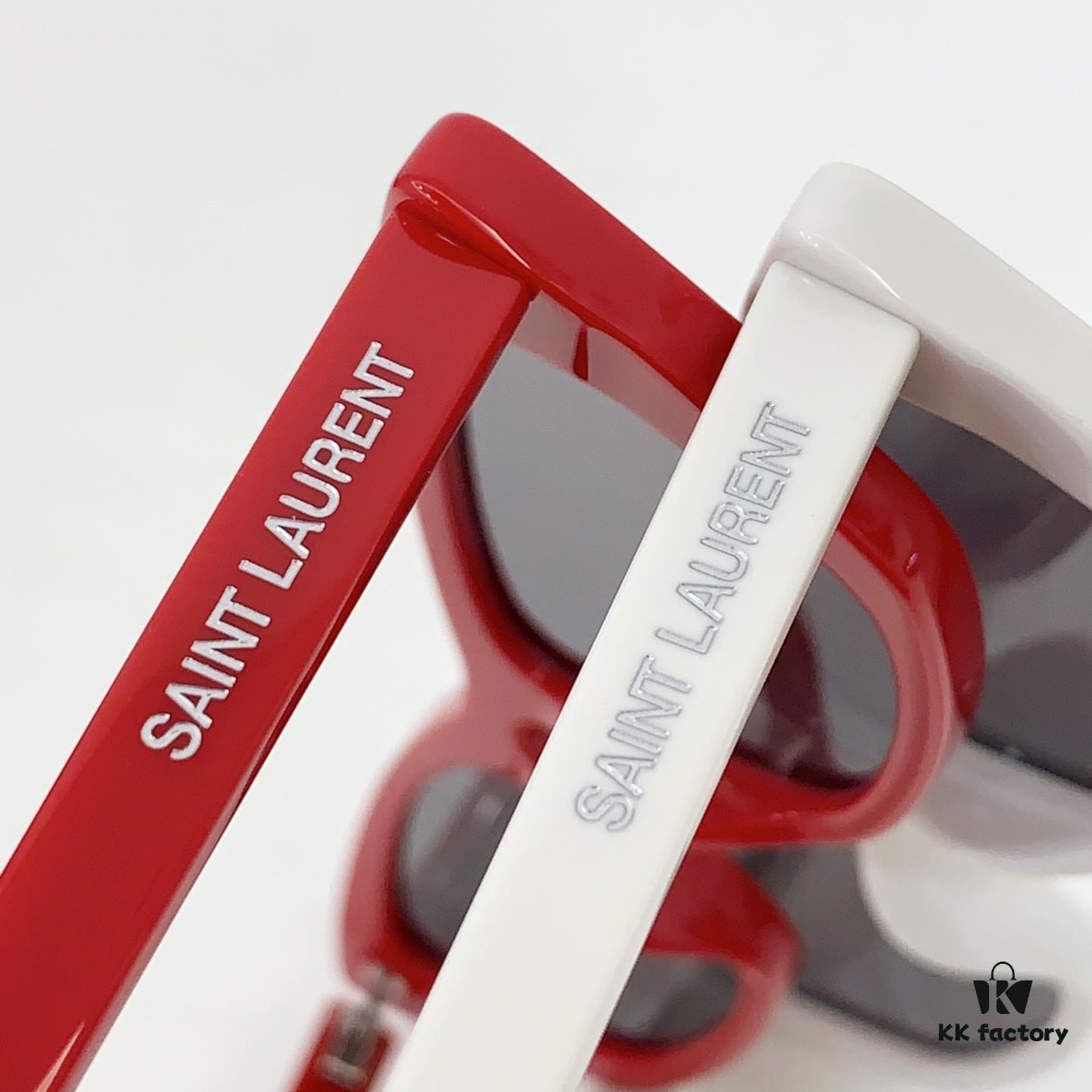 130 Saint Laurent Small Cat-Eye Frame Saddle Bridge with Embossed Logo on Temples
