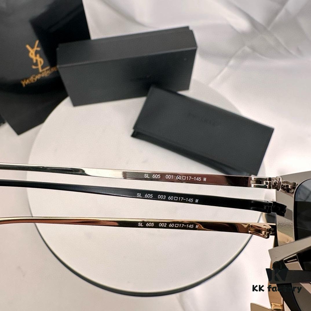 Saint Laurent SL605 Square Narrow Frame Sunglasses