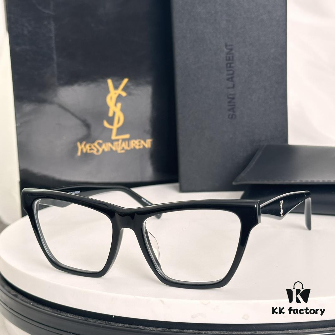 6931ac0eccd8ab3d7afa0631 SAINT LAURENT SLM103F Cat-Eye Sunglasses, Italian-Made Acetate Rectangular Frame with K-Gold Hinges