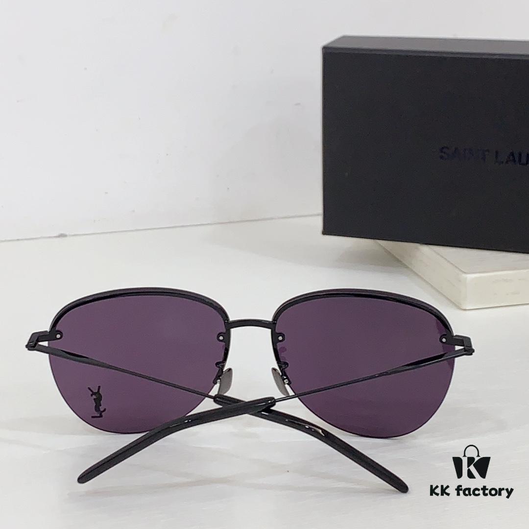6931ac1cccd8ab3d7afa06eb 110 SAINT LAURENT Pilot Style Lightweight Metal Interlocking Letters High Quality Sunglasses Model SL328K/M Size 66-14-145