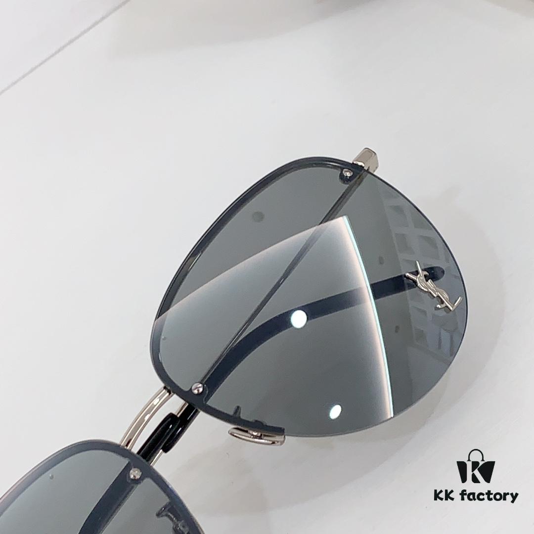 6931ac1cccd8ab3d7afa06ed 110 SAINT LAURENT Pilot Style Lightweight Metal Interlocking Letters High Quality Sunglasses Model SL328K/M Size 66-14-145