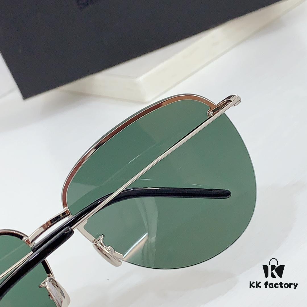 6931ac1cccd8ab3d7afa06f0 110 SAINT LAURENT Pilot Style Lightweight Metal Interlocking Letters High Quality Sunglasses Model SL328K/M Size 66-14-145