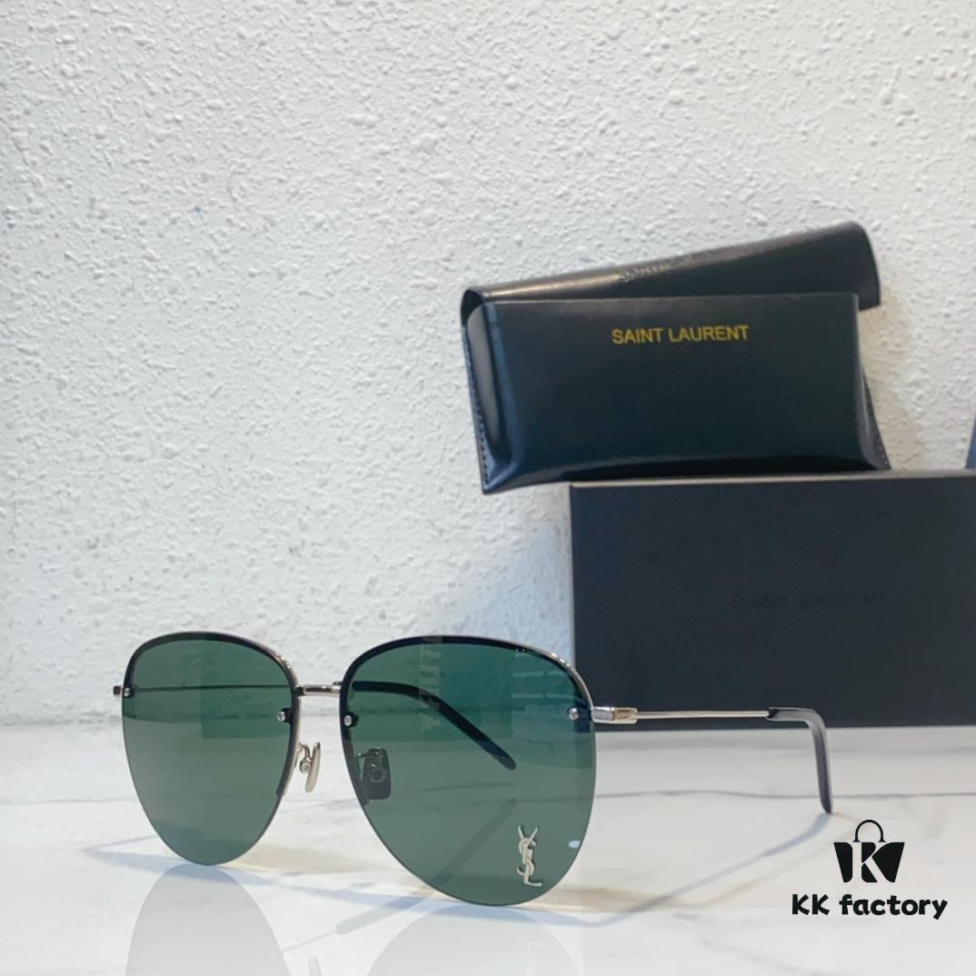 6931ac1dccd8ab3d7afa06fc 130 SAINT LAURENT Pilot Style Lightweight Metal Interlocking Letters High-Quality Sunglasses Model SL328K/M SIZE: 66□14-145