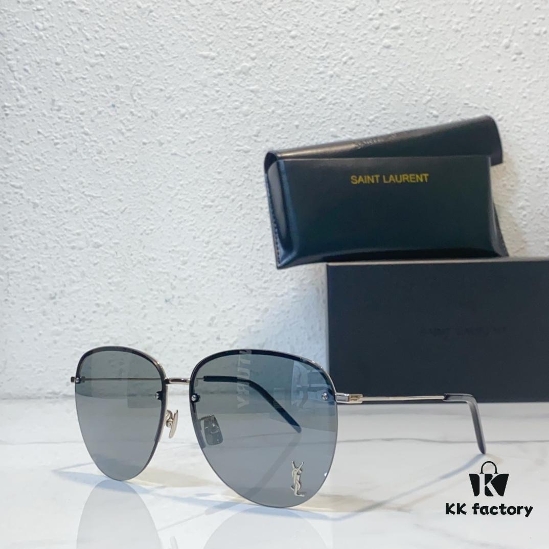 6931ac1dccd8ab3d7afa06fd 130 SAINT LAURENT Pilot Style Lightweight Metal Interlocking Letters High-Quality Sunglasses Model SL328K/M SIZE: 66□14-145