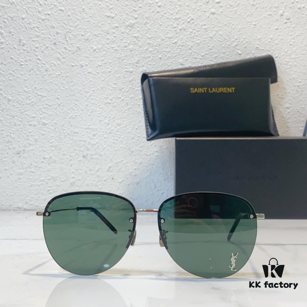 6931ac1dccd8ab3d7afa06fe 130 SAINT LAURENT Pilot Style Lightweight Metal Interlocking Letters High-Quality Sunglasses Model SL328K/M SIZE: 66□14-145