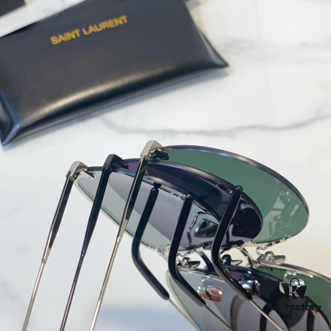 6931ac1eccd8ab3d7afa0700 130 SAINT LAURENT Pilot Style Lightweight Metal Interlocking Letters High-Quality Sunglasses Model SL328K/M SIZE: 66□14-145