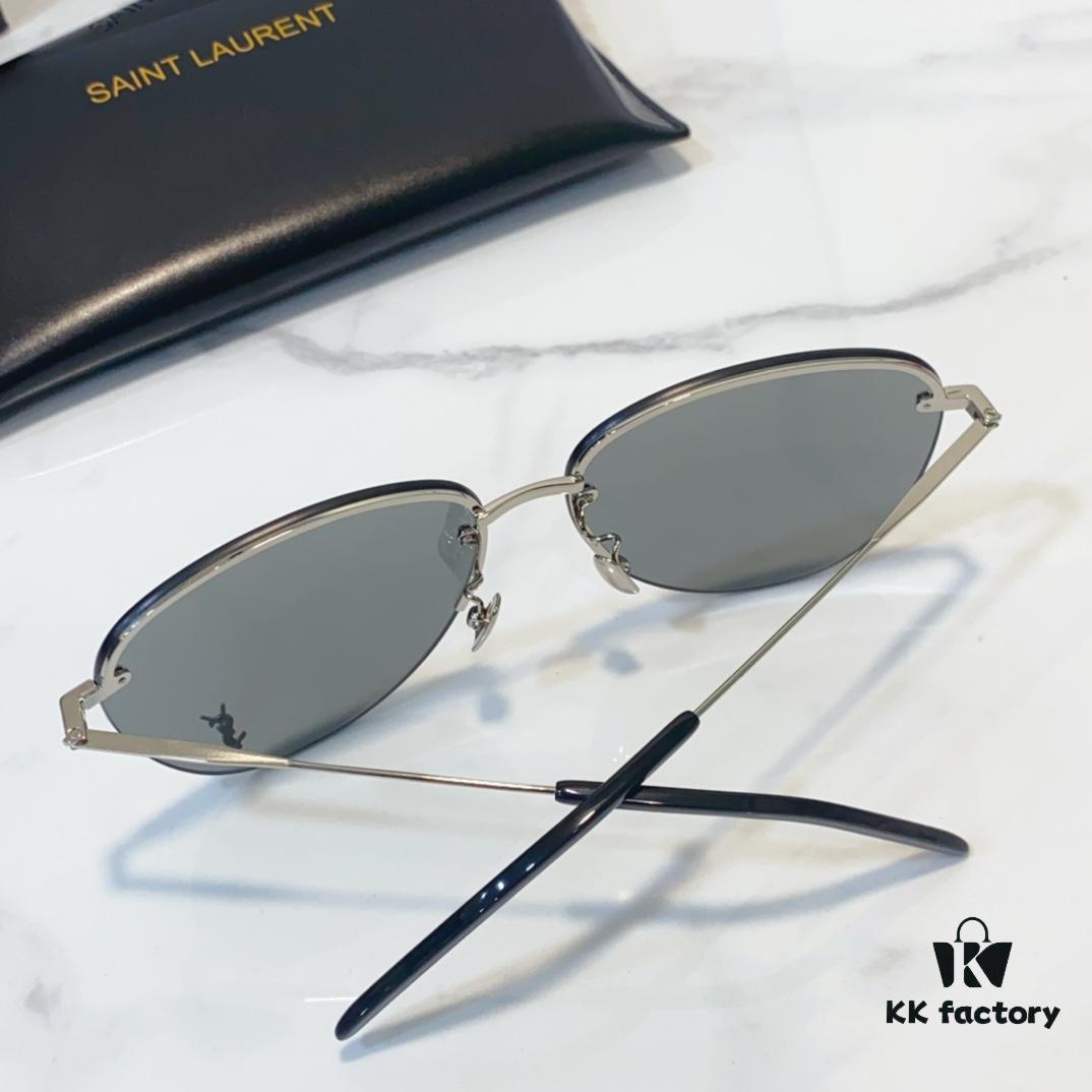 6931ac1eccd8ab3d7afa0701 130 SAINT LAURENT Pilot Style Lightweight Metal Interlocking Letters High-Quality Sunglasses Model SL328K/M SIZE: 66□14-145