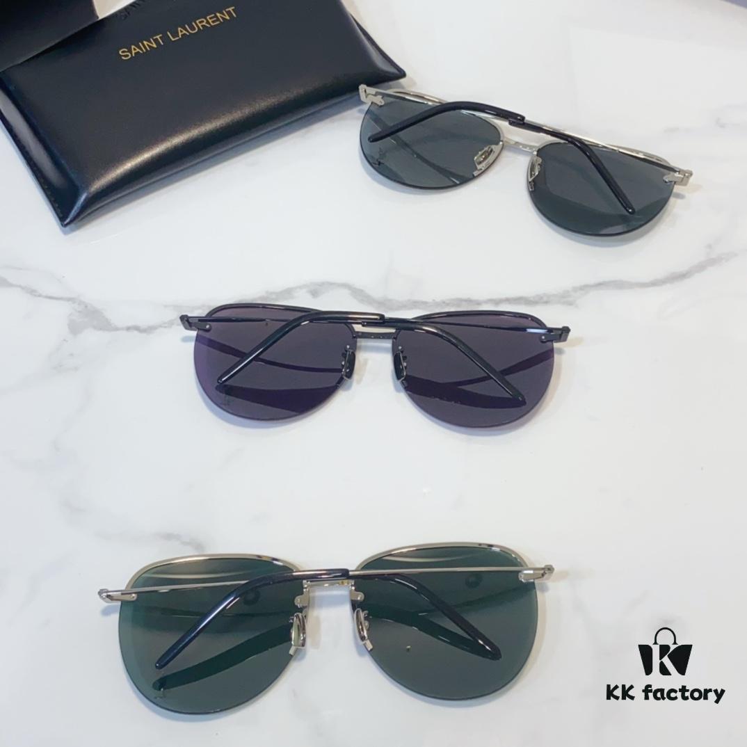 6931ac1eccd8ab3d7afa0702 130 SAINT LAURENT Pilot Style Lightweight Metal Interlocking Letters High-Quality Sunglasses Model SL328K/M SIZE: 66□14-145