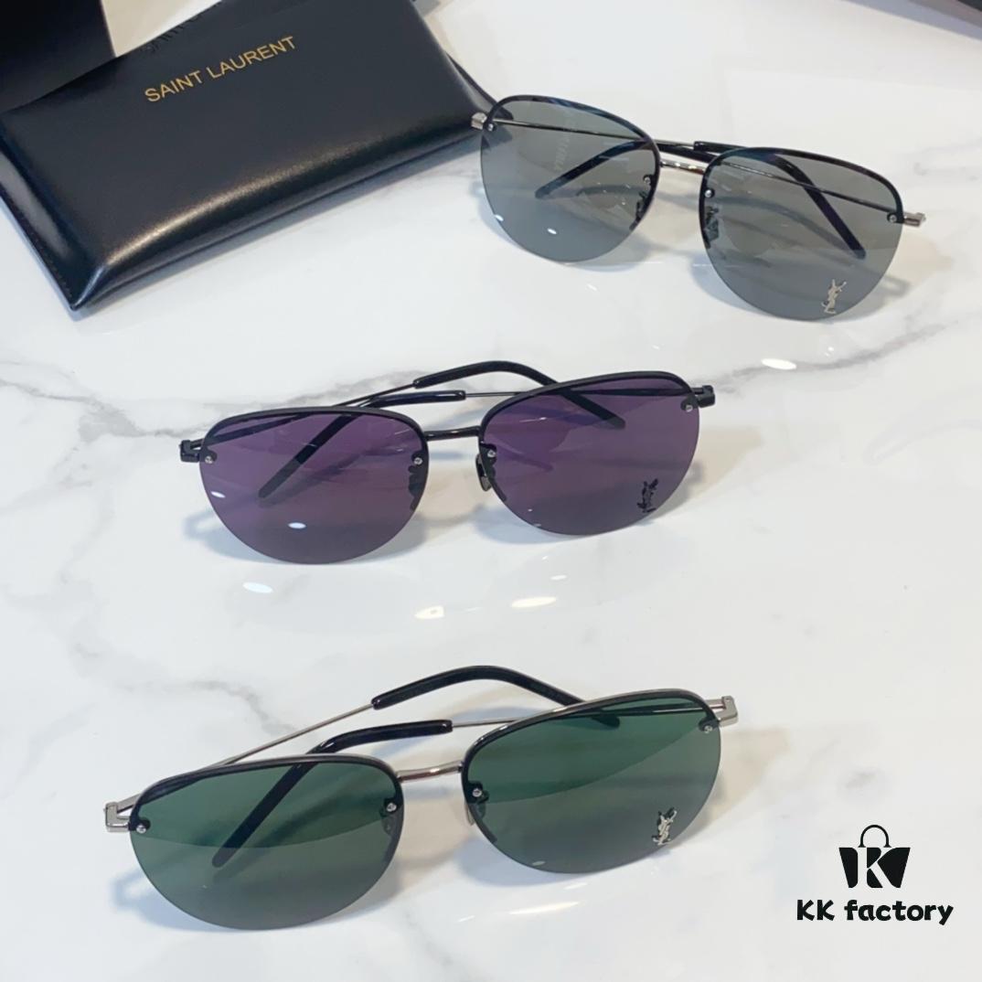 6931ac1eccd8ab3d7afa0703 130 SAINT LAURENT Pilot Style Lightweight Metal Interlocking Letters High-Quality Sunglasses Model SL328K/M SIZE: 66□14-145