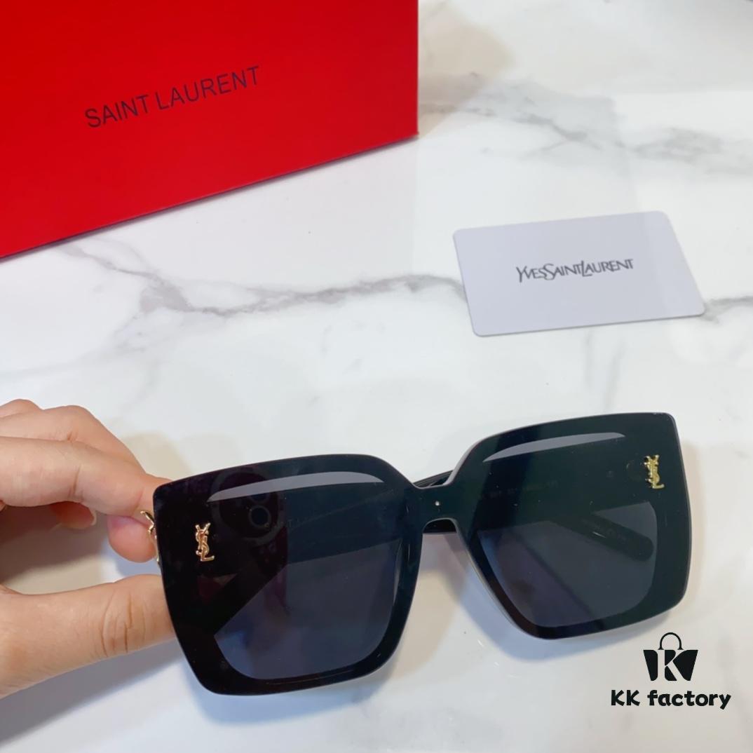 6931ac25ccd8ab3d7afa0772 SAINT LAURENT SL99/F Sunglasses with Deep Beveled Design and YSL Gold Logo