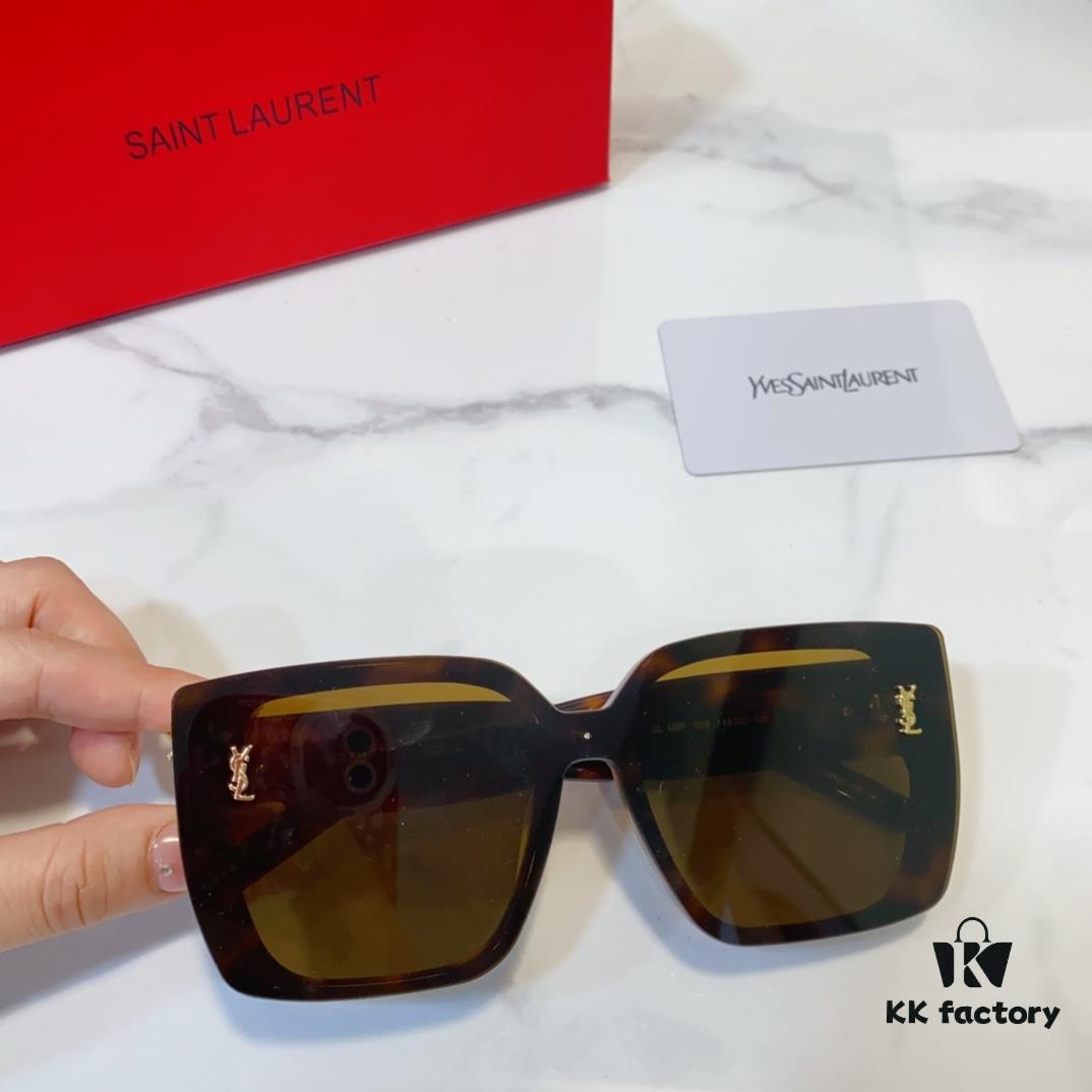 6931ac25ccd8ab3d7afa0773 SAINT LAURENT SL99/F Sunglasses with Deep Beveled Design and YSL Gold Logo