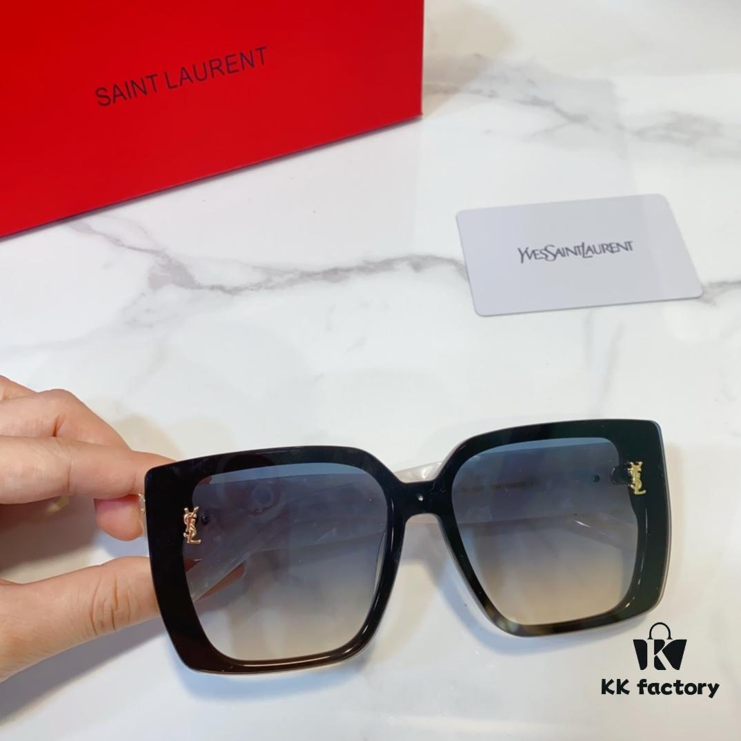 6931ac25ccd8ab3d7afa0774 SAINT LAURENT SL99/F Sunglasses with Deep Beveled Design and YSL Gold Logo