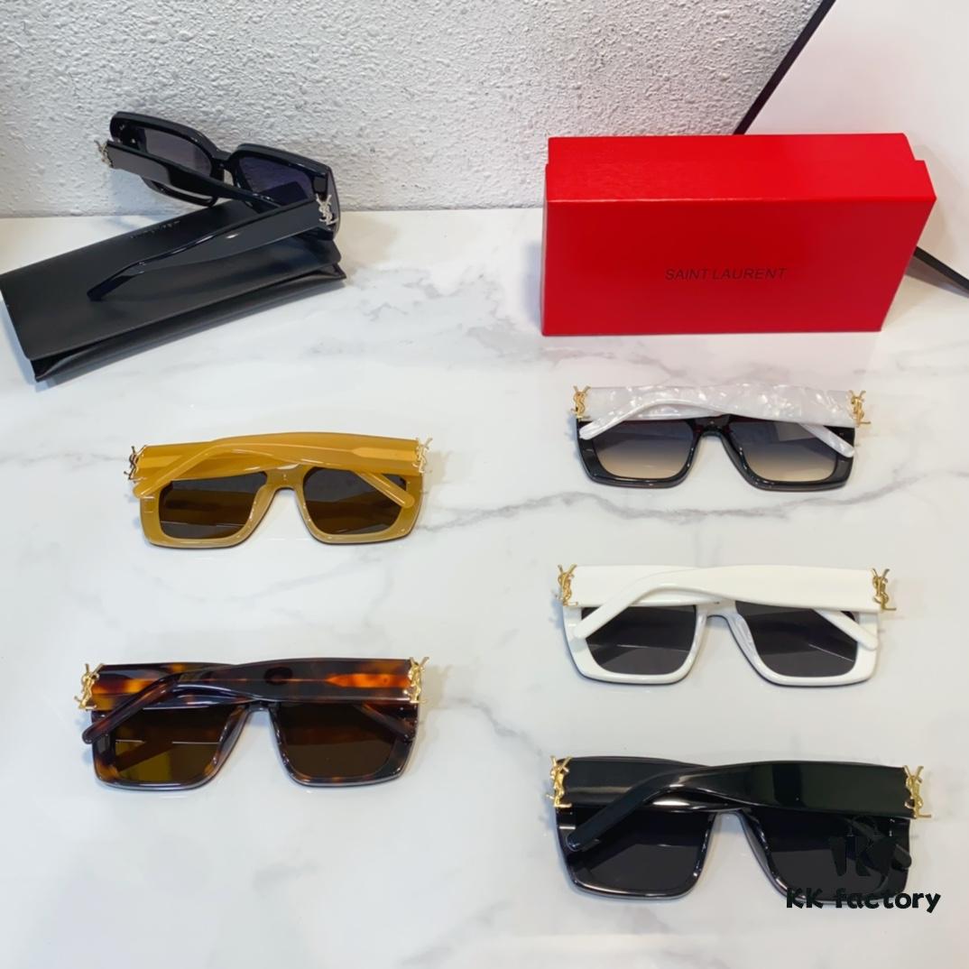 6931ac25ccd8ab3d7afa0779 SAINT LAURENT SL99/F Sunglasses with Deep Beveled Design and YSL Gold Logo