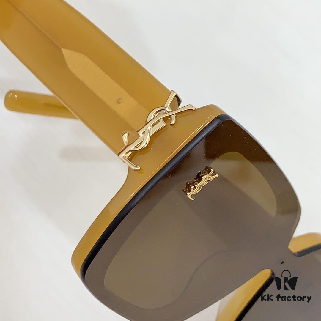 SAINT LAURENT SL99/F Sunglasses, Size 144-0-145, Deep Beveled Design, YSL Gold Logo