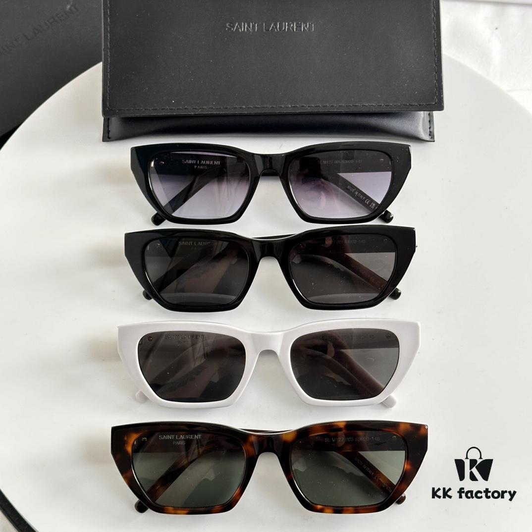 6931ac28ccd8ab3d7afa07a5 Saint Laurent SL M127/F Small Logo YSL Accent Sunglasses