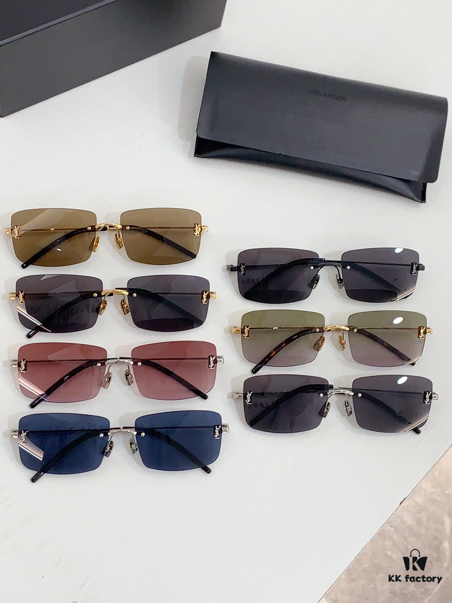 6931ac2eccd8ab3d7afa07ff SAINT LAURENT · 24 New Arrival SL337M Signature YSL Mirror Detail in European and American Series Slender Temples Frameless Ultra-Light High Electroplating Sunglasses