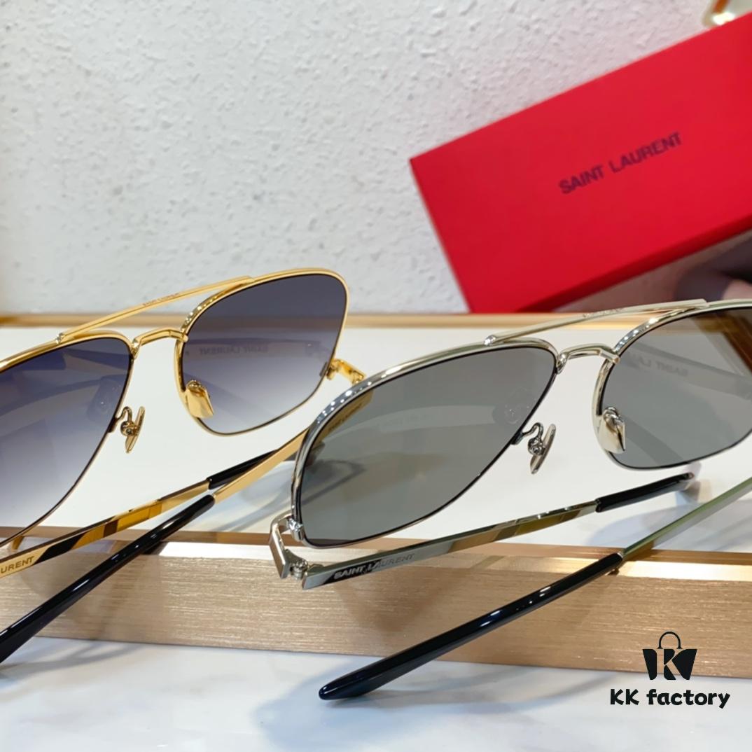 6931ac32ccd8ab3d7afa083e SAINT LAURENT SL 653/F LEON Dual-Bridge Sunglasses with Low Temple Design
