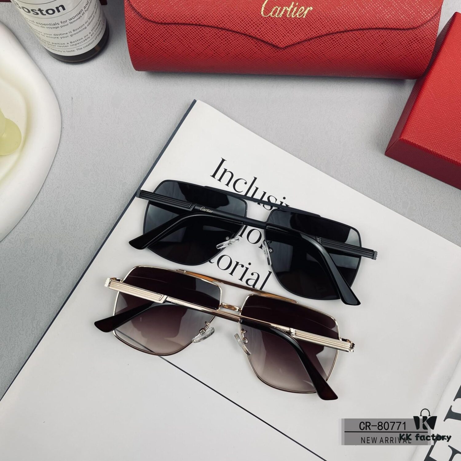 6931ac32ccd8ab3d7afa084a Cartier France - Polarized Resin HD Lens Sunglasses, Lightweight Metal Frame, Unisex Design, Model 80771