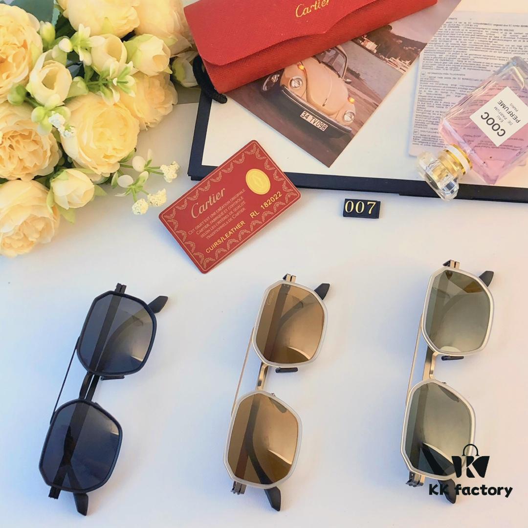 6931ac36ccd8ab3d7afa087e Cartier New Fashion Pilot Sunglasses with Metallic Double Bridge, High-End Sunglass Frame for Men, Polarized 2024 Eyewear