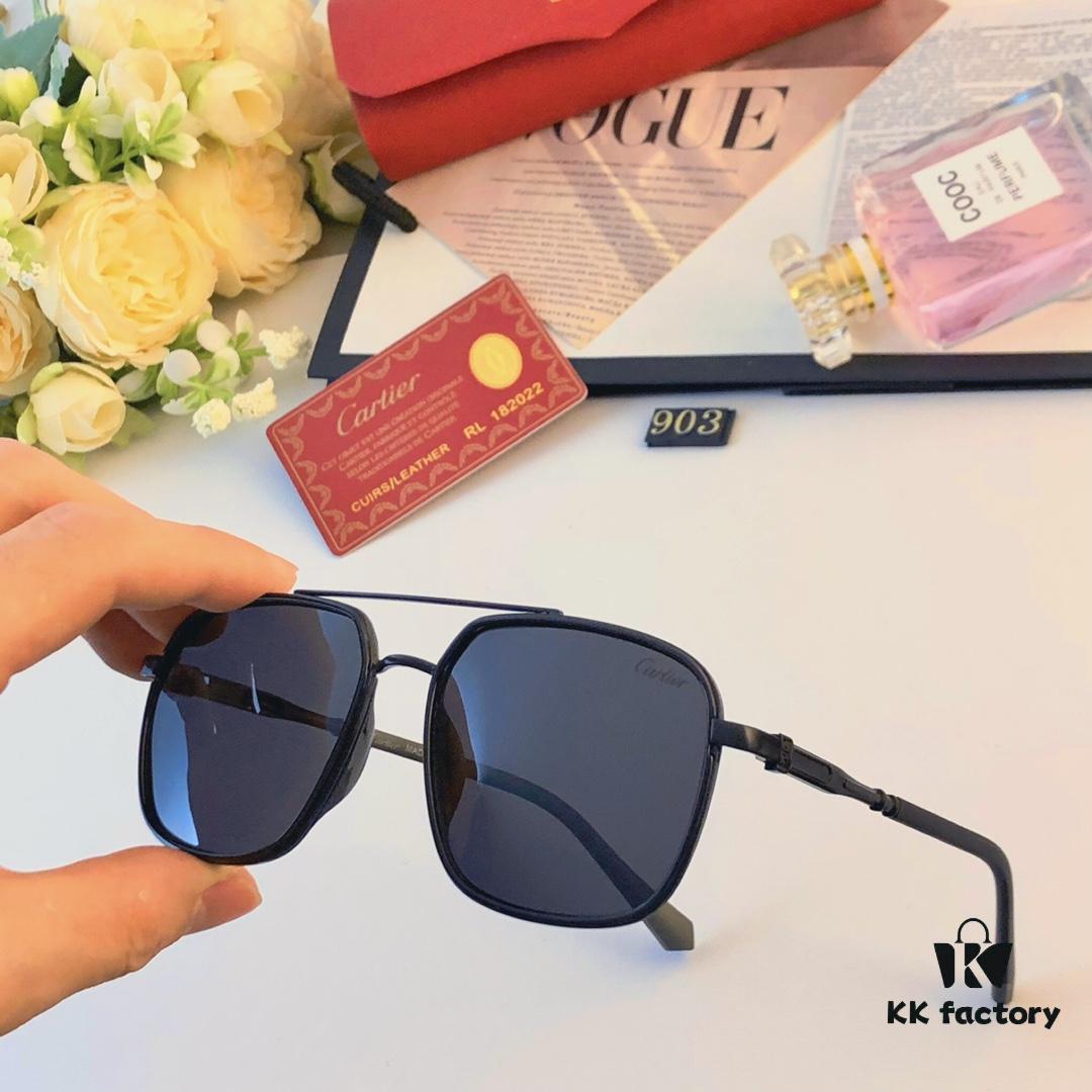 6931ac3accd8ab3d7afa08c1 Cartier New Men's Sunglasses, Trending Metal Double Bridge Fashion Oversized Sunglasses in Europe and America, Driving Sunglasses