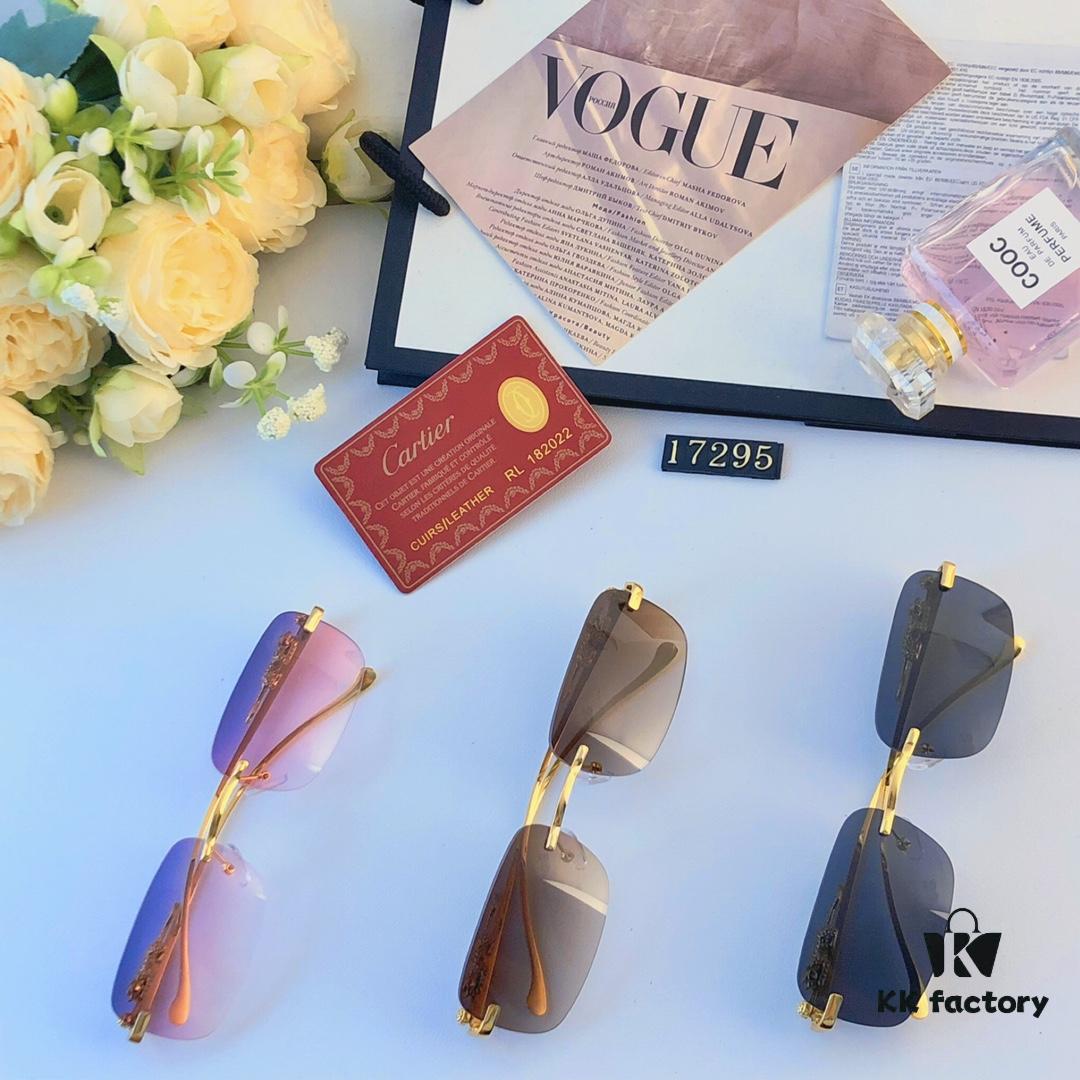 6931ac3eccd8ab3d7afa0905 Cartier Fashion Frameless Sunglasses with Retro Leopard Head Decoration, Square Sunglasses for Men, UV Protection Driving Glasses