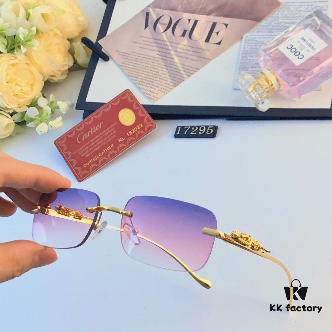 6931ac3fccd8ab3d7afa0908 Cartier Fashion Frameless Sunglasses with Retro Leopard Head Decoration, Square Sunglasses for Men, UV Protection Driving Glasses