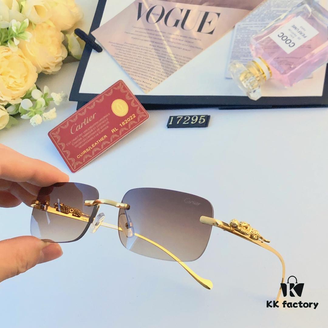6931ac3fccd8ab3d7afa0909 Cartier Fashion Frameless Sunglasses with Retro Leopard Head Decoration, Square Sunglasses for Men, UV Protection Driving Glasses