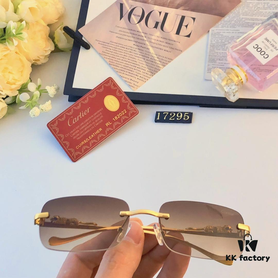 6931ac3fccd8ab3d7afa090a Cartier Fashion Frameless Sunglasses with Retro Leopard Head Decoration, Square Sunglasses for Men, UV Protection Driving Glasses