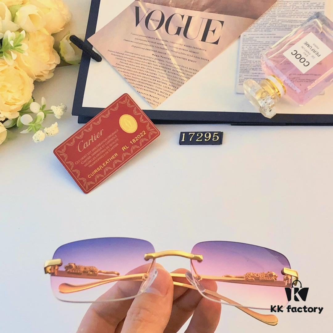 6931ac3fccd8ab3d7afa090b Cartier Fashion Frameless Sunglasses with Retro Leopard Head Decoration, Square Sunglasses for Men, UV Protection Driving Glasses