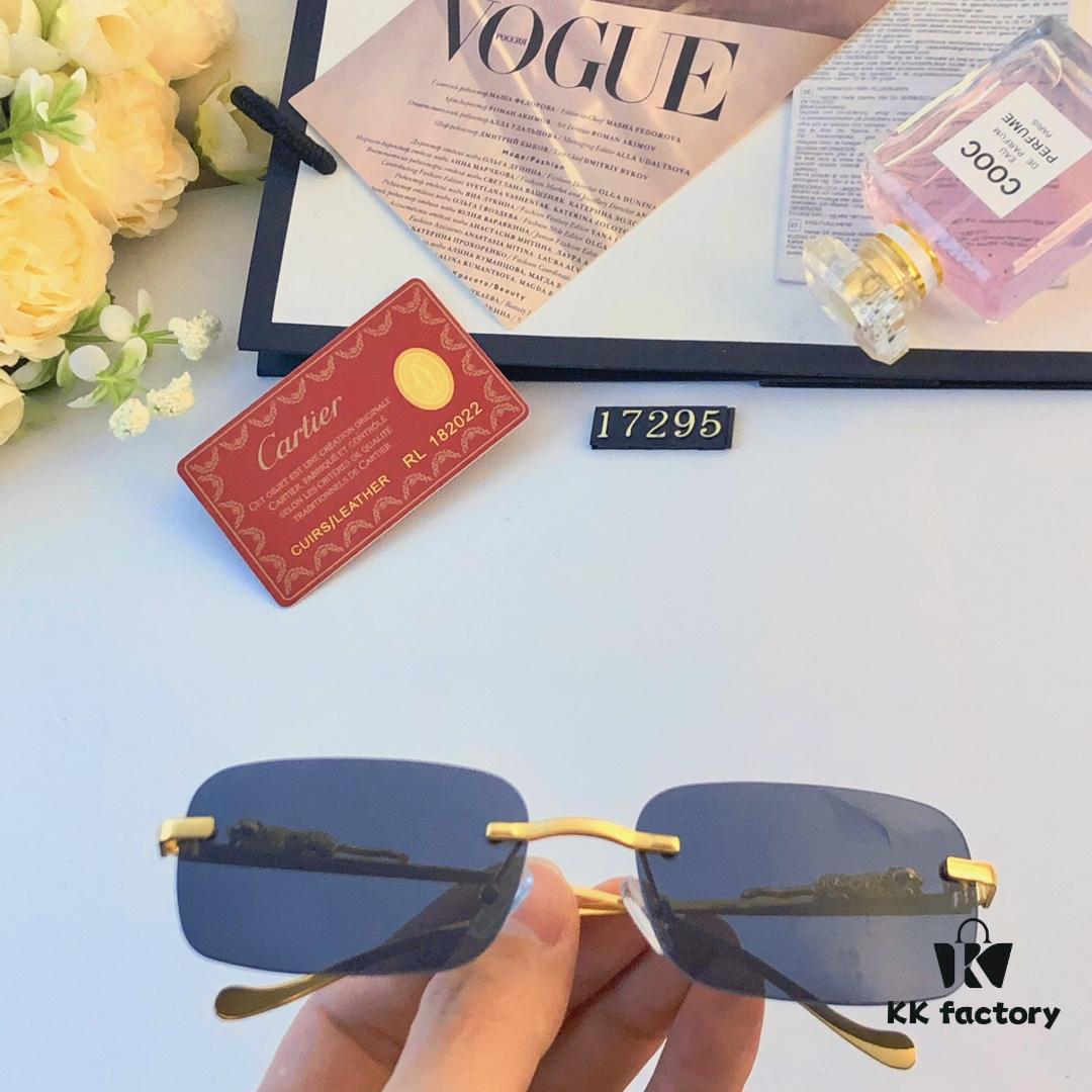 6931ac3fccd8ab3d7afa090c Cartier Fashion Frameless Sunglasses with Retro Leopard Head Decoration, Square Sunglasses for Men, UV Protection Driving Glasses