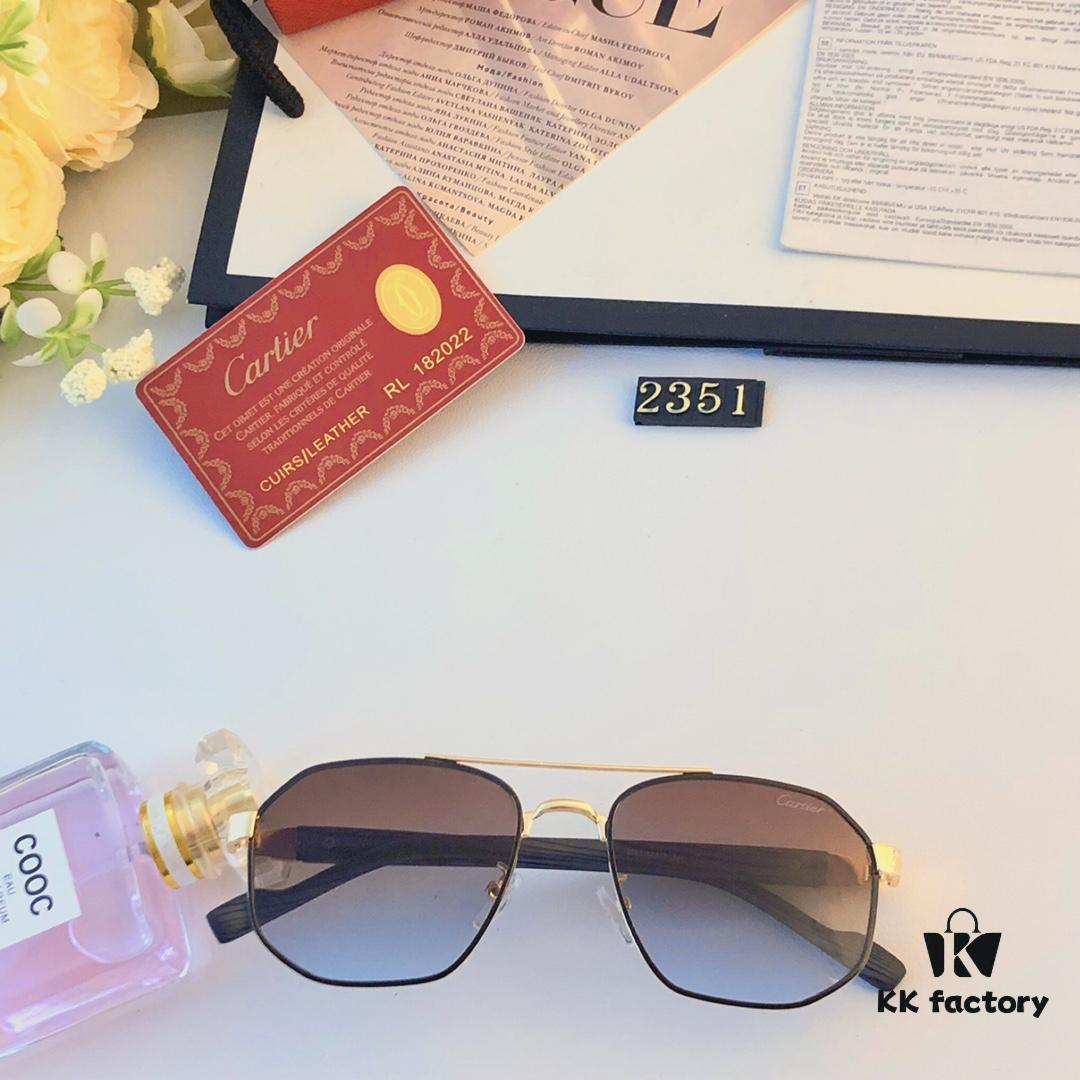 Cartier European and American style square frame double bridge sunglasses fashionable versatile sunglasses metal glasses cross-border viral bestseller
