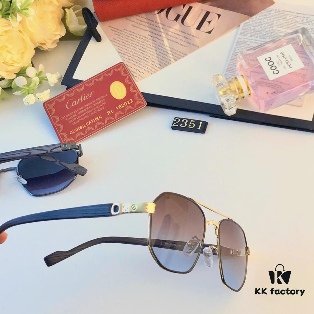 Cartier European and American style square frame double bridge sunglasses fashionable versatile sunglasses metal glasses cross-border viral bestseller