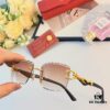 6931ac44ccd8ab3d7afa0959 Cartier Panther Decorated Frameless Cut-edge Square Sunglasses Unisex Retro Leopard Head Metal Sunglasses Cross-border Eyewear
