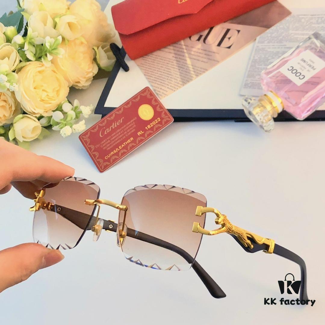 6931ac44ccd8ab3d7afa0959 Cartier Panther Decorated Frameless Cut-edge Square Sunglasses Unisex Retro Leopard Head Metal Sunglasses Cross-border Eyewear