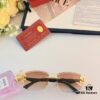 6931ac44ccd8ab3d7afa095c Cartier Panther Decorated Frameless Cut-edge Square Sunglasses Unisex Retro Leopard Head Metal Sunglasses Cross-border Eyewear