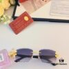 6931ac44ccd8ab3d7afa095d Cartier Panther Decorated Frameless Cut-edge Square Sunglasses Unisex Retro Leopard Head Metal Sunglasses Cross-border Eyewear