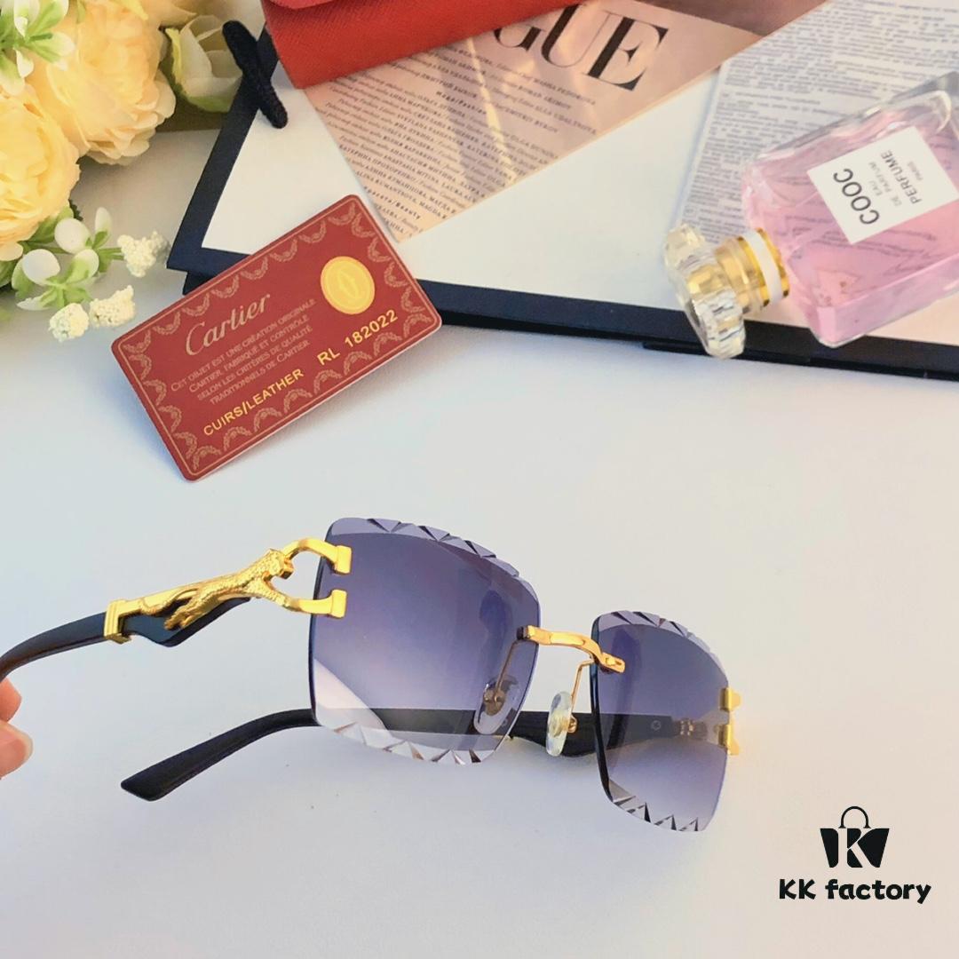 6931ac44ccd8ab3d7afa095e Cartier Panther Decorated Frameless Cut-edge Square Sunglasses Unisex Retro Leopard Head Metal Sunglasses Cross-border Eyewear