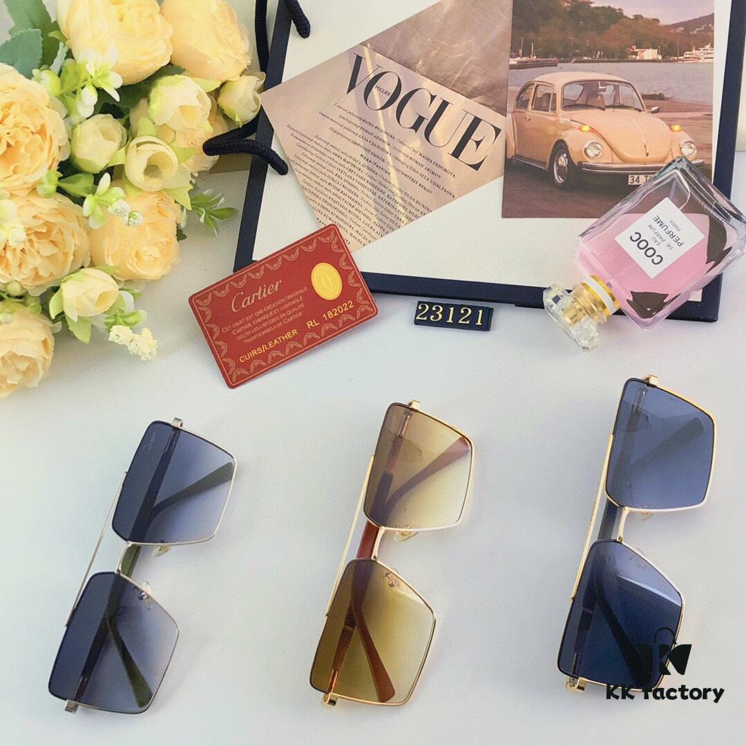6931ac45ccd8ab3d7afa0971 Cartier Stylish Square Oversized Sunglasses for Men, Gold-Frame Trendy UV-Protection Glasses, Slimming Design for Large Faces