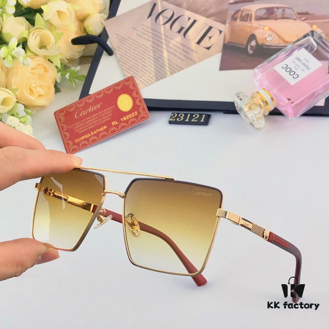 6931ac45ccd8ab3d7afa0974 Cartier Stylish Square Oversized Sunglasses for Men, Gold-Frame Trendy UV-Protection Glasses, Slimming Design for Large Faces