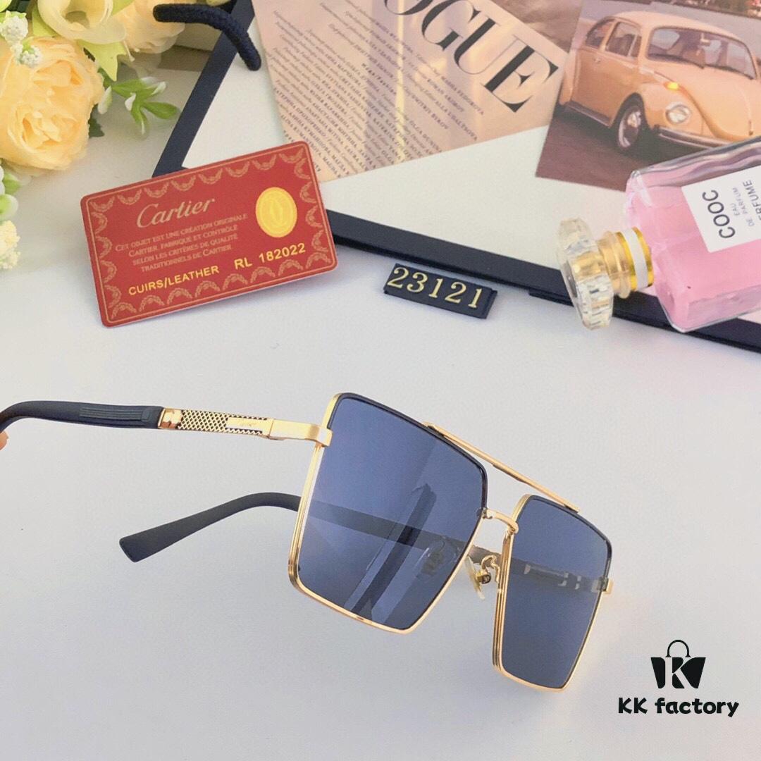 6931ac46ccd8ab3d7afa0979 Cartier Stylish Square Oversized Sunglasses for Men, Gold-Frame Trendy UV-Protection Glasses, Slimming Design for Large Faces