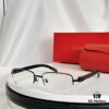 Cartier CT00420O Metal Spring Temple Wood Tips Optical Eyeglasses for Prescription, Size: 55-18-140