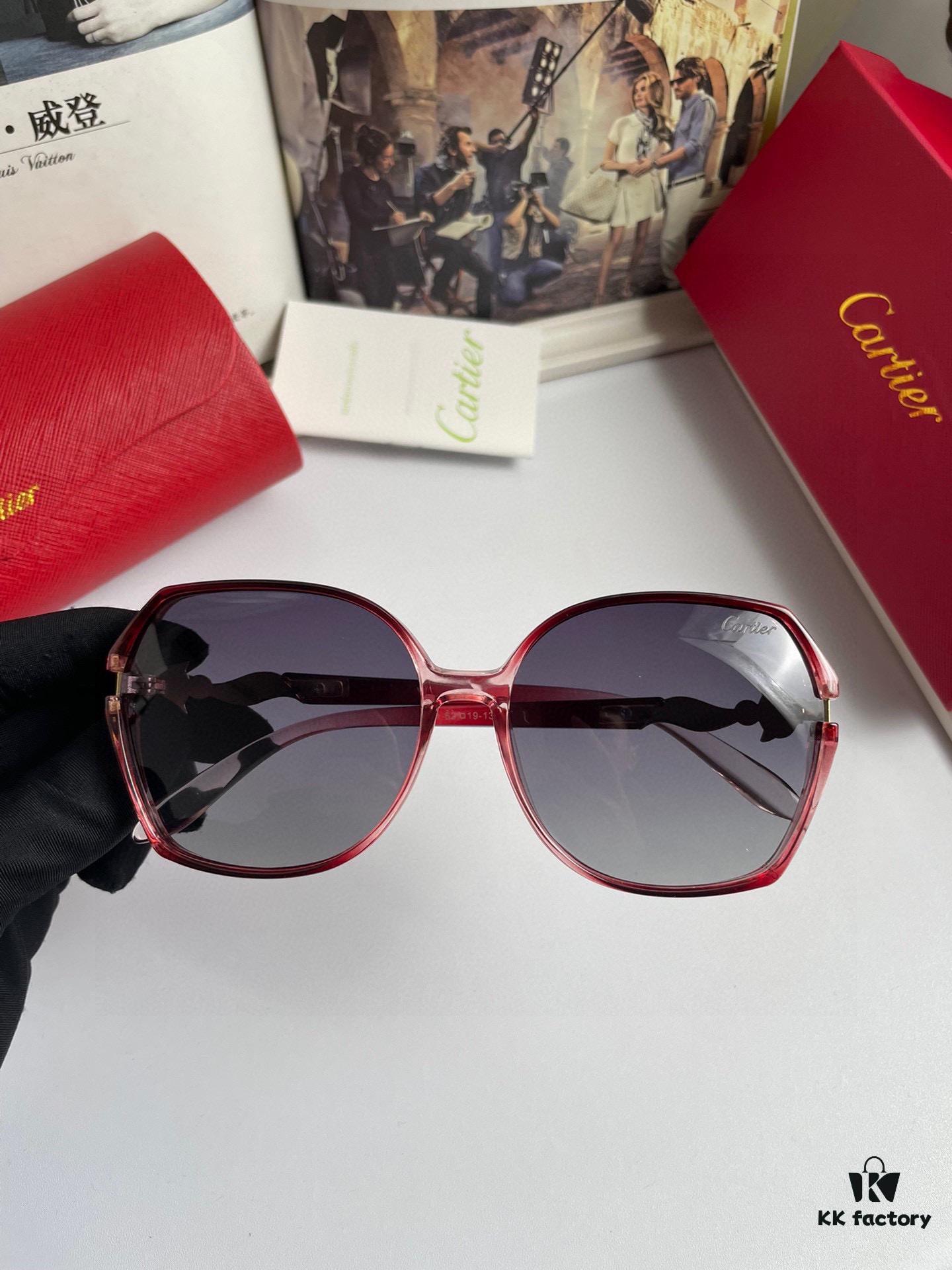 6931ac5fccd8ab3d7afa0b13 New Women's Cartier-inspired Sunglasses with Fox Head Temple Design, PC Frame and Imported Polarized Lenses