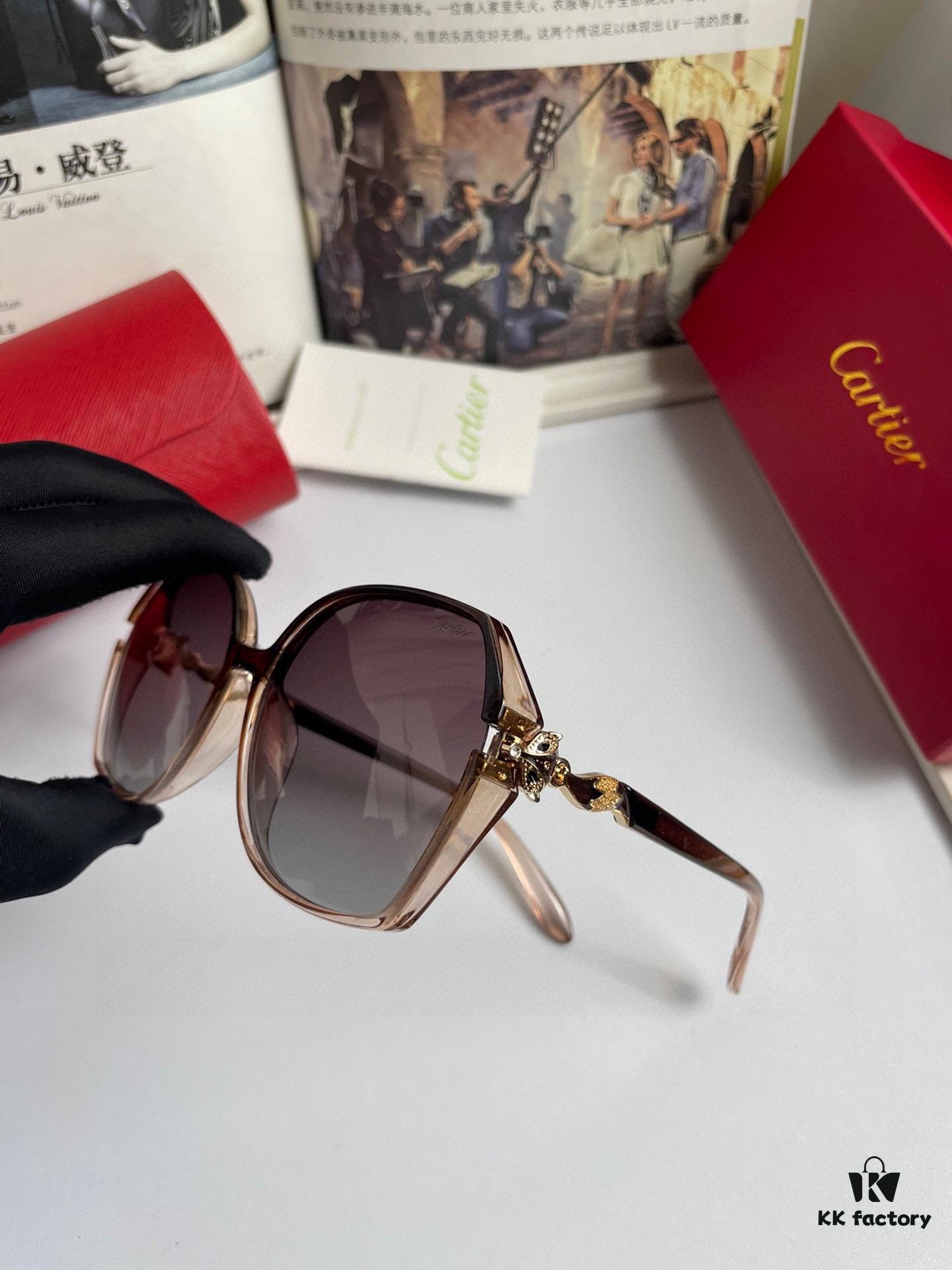 6931ac5fccd8ab3d7afa0b16 New Women's Cartier-inspired Sunglasses with Fox Head Temple Design, PC Frame and Imported Polarized Lenses