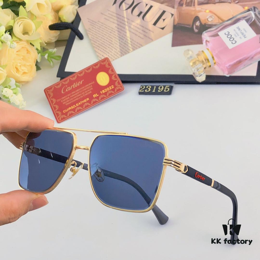 6931ac74ccd8ab3d7afa0c60 Cartier Square Metal Double-Bar Men's Sunglasses, Oversized UV Protection Fashion Trendy European and American Style Sun Glasses