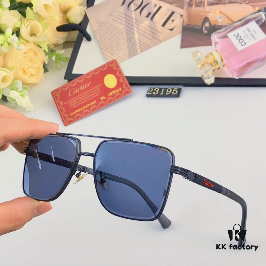 6931ac74ccd8ab3d7afa0c61 Cartier Square Metal Double-Bar Men's Sunglasses, Oversized UV Protection Fashion Trendy European and American Style Sun Glasses